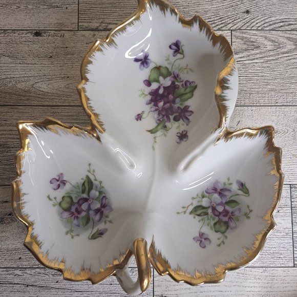 Kelvin Other - VINTAGE Kelvin Fine China Handled Leaf Shaped Gold Trimmed Tray